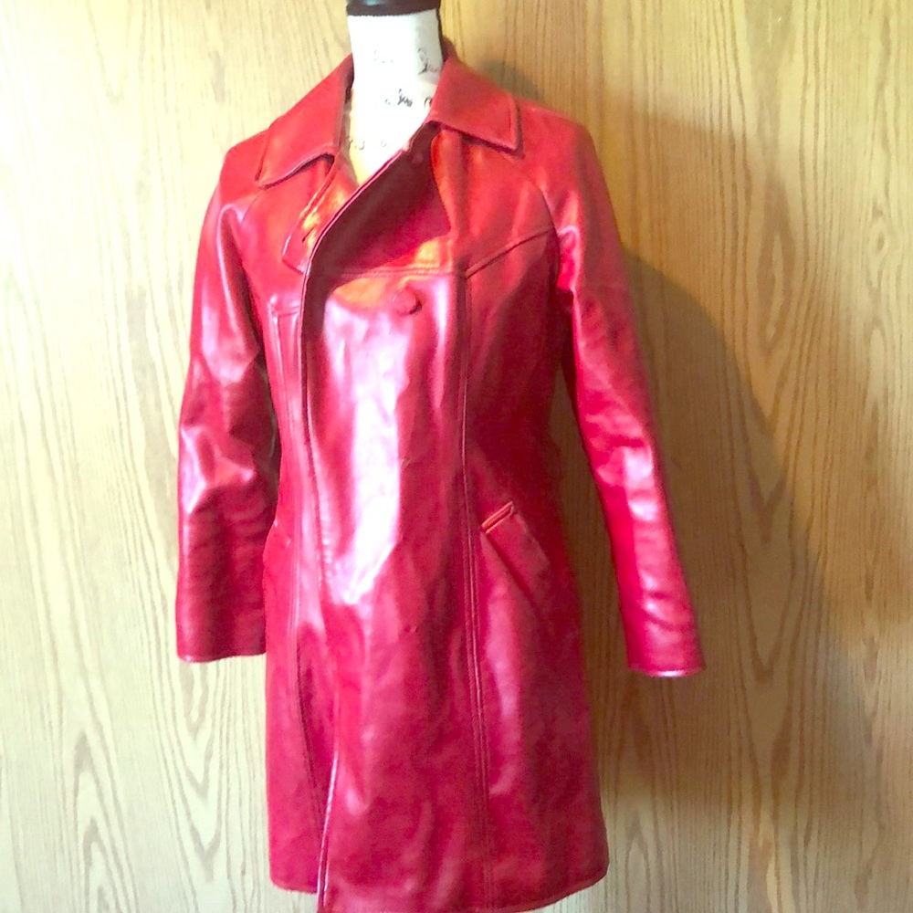 Vintage red pleather jacket 12